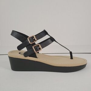 NWOB Journee Collection Bianca Black Wedge Sandal Woman's Size 11